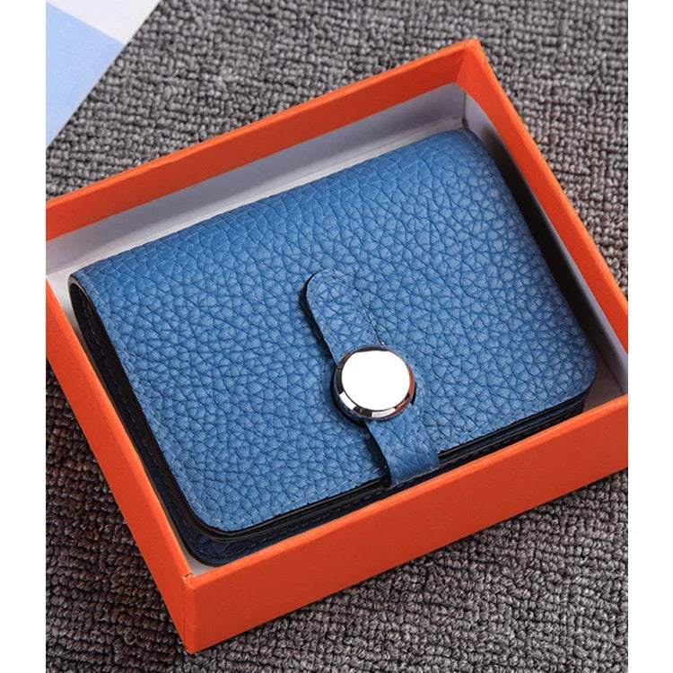 Genuine Leather Card Holder Wallet - Compact Unisex Short Purse with Hasp Closure