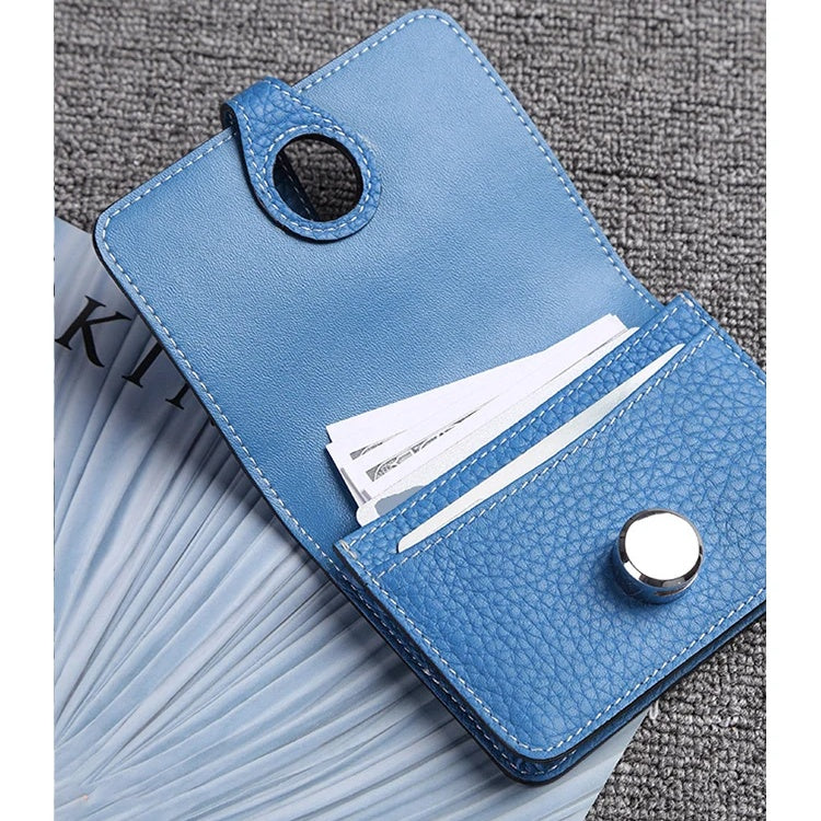 Genuine Leather Card Holder Wallet - Compact Unisex Short Purse with Hasp Closure