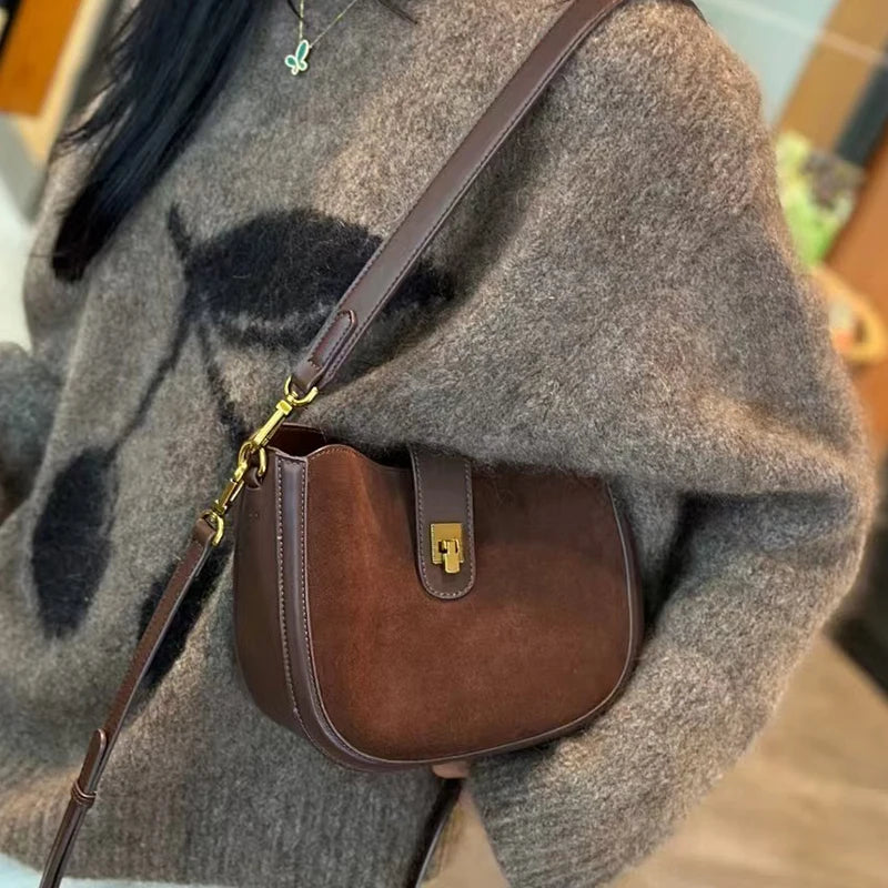 Women Cowhide Genuine Leather Shoulder Bag - Luxury Design Handbag