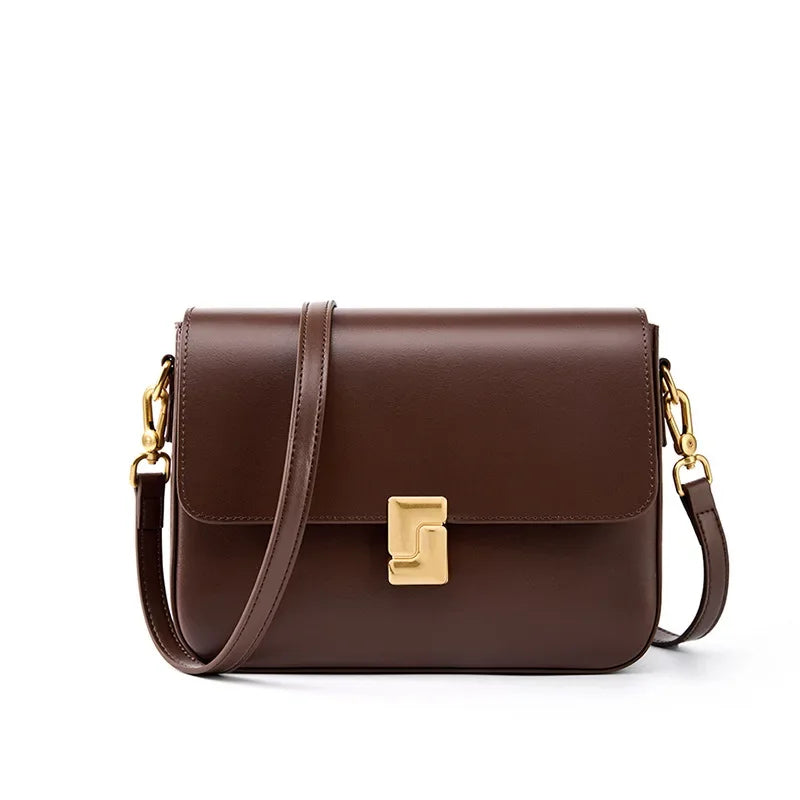Genuine Leather Small Square Crossbody Bag - Women's Fashion Shoulder Handbags