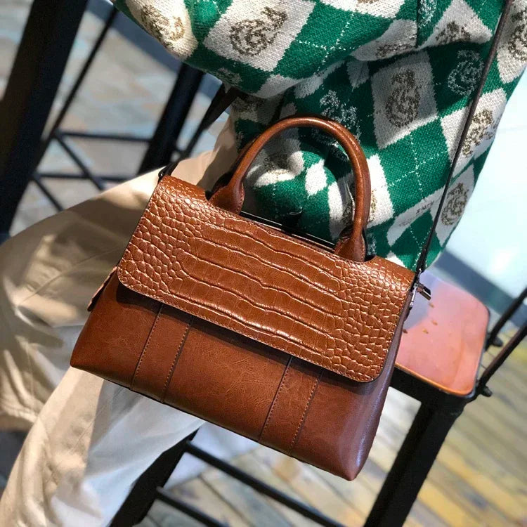 Women's Cowhide Leather Crossbody Bag - Retro Large Capacity Handbag