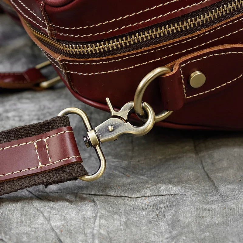 Real Leather Travel Hand Luggage - Lockable Top Grade Duffle Bag