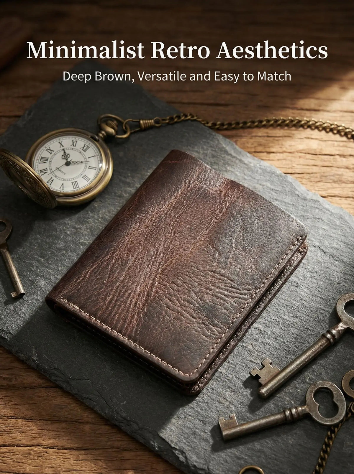 Vintage Genuine Leather Men Wallet - Large Capacity Durable Card Holder Money Clips