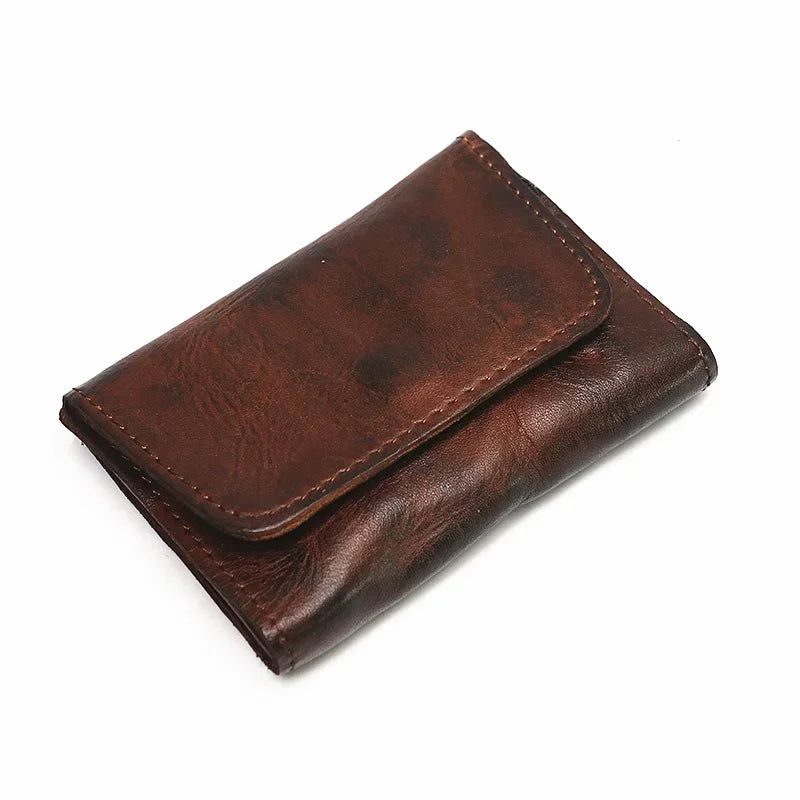 Handmade Leather RFID Zipper Wallet - Vintage Card Holder Coin Purse