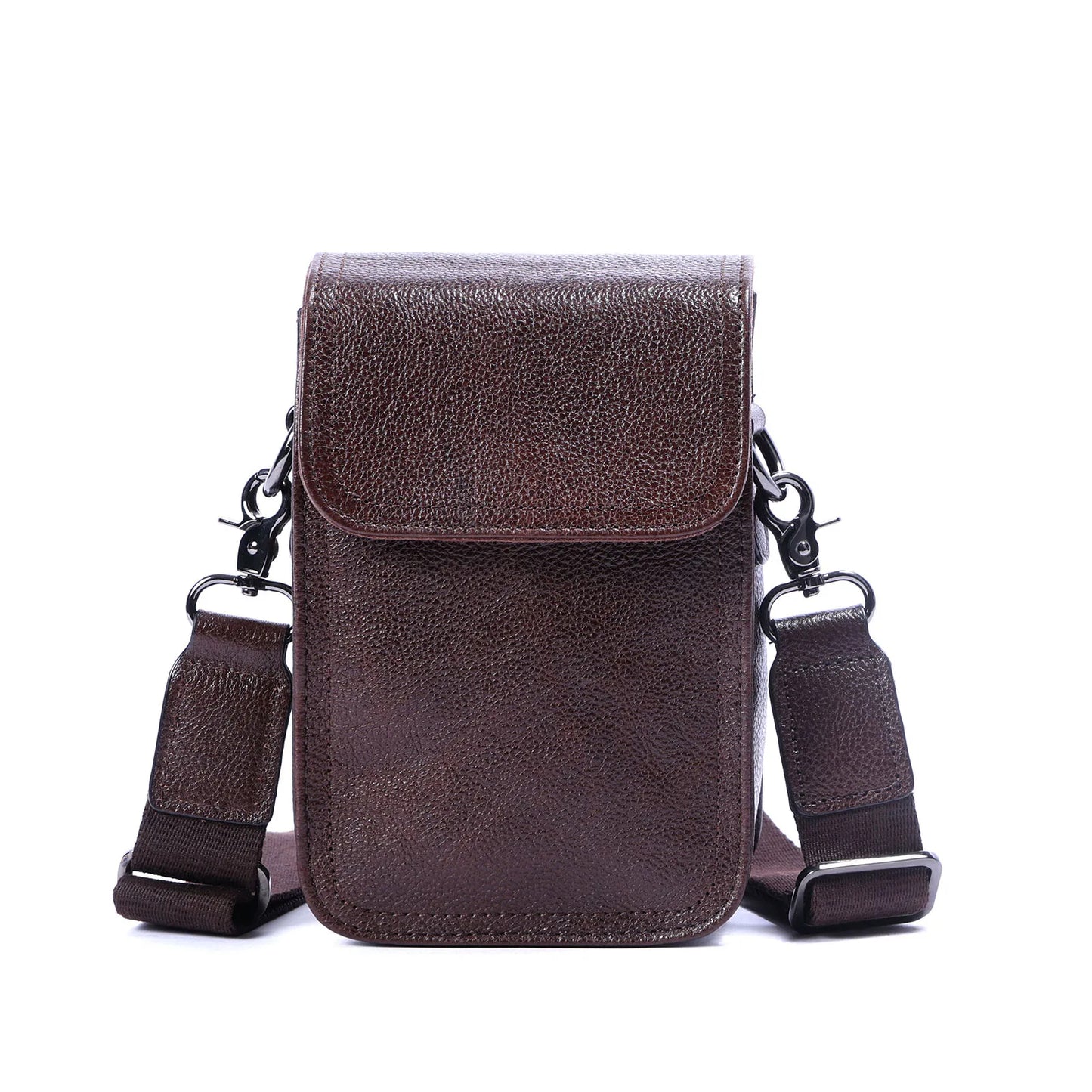 Genuine Leather Men's Shoulder Bag – Vintage Style Crossbody Phone Pouch - Scraften