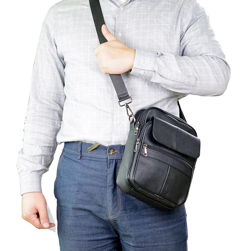 Retro Soft Cowhide Leather Crossbody - Mini Pad Boy Shoulder Bag