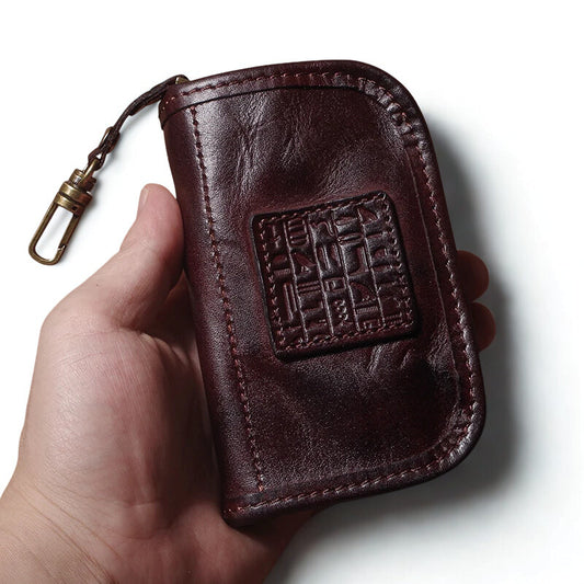 Vintage Luxury Genuine Leather Car Key Bag - Multipurpose Wallet Card Holder