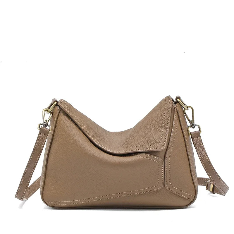 Cowhide Leather Women's Geometric Shoulder Bag - Luxury Crossbody Handbag