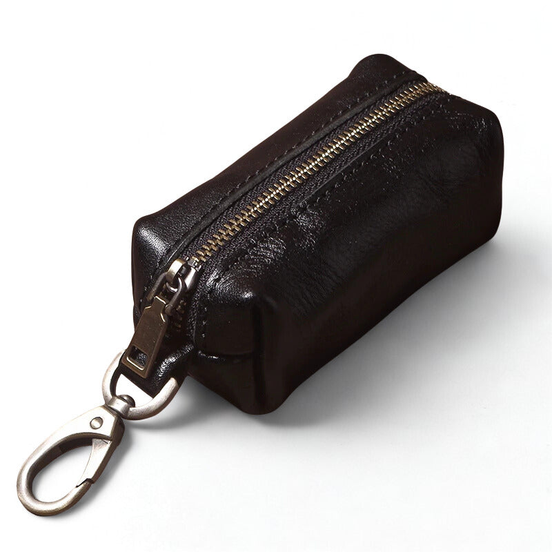 Vintage Cowhide Leather Car Key Case - Hanging Housekeeper Home Organizer
