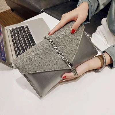 PU leather Tassels ladies Women Shoulder Bag - Envelope Clutches Purse