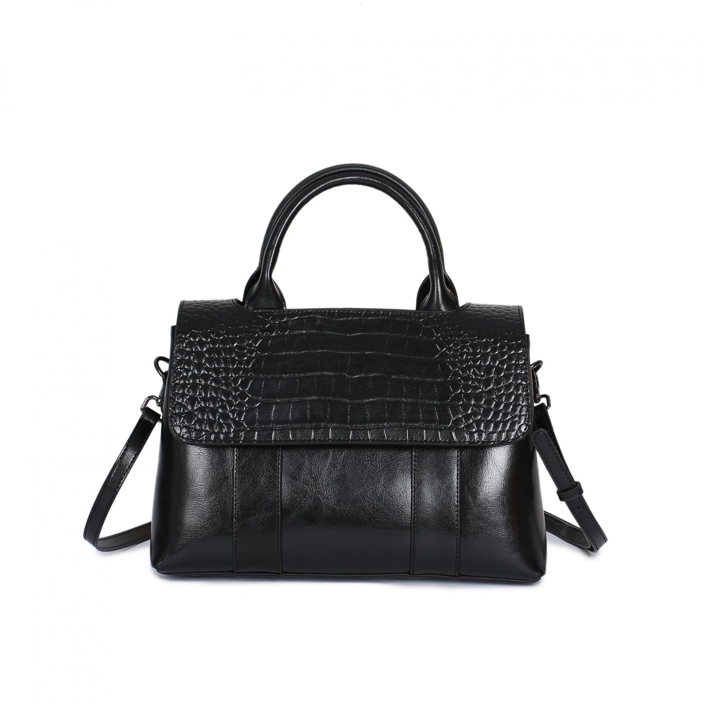 Women's Crossbody Shoulder Bag - Crocodile Pattern Sandwich Zipper Bag