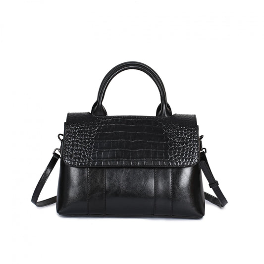 Women's Crossbody Shoulder Bag - Crocodile Pattern Sandwich Zipper Bag