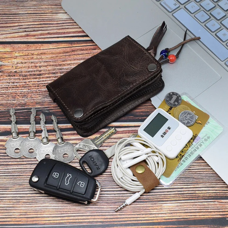 Genuine Leather Large Capacity Men Retro Wallet - Handmade Small Storage Bag