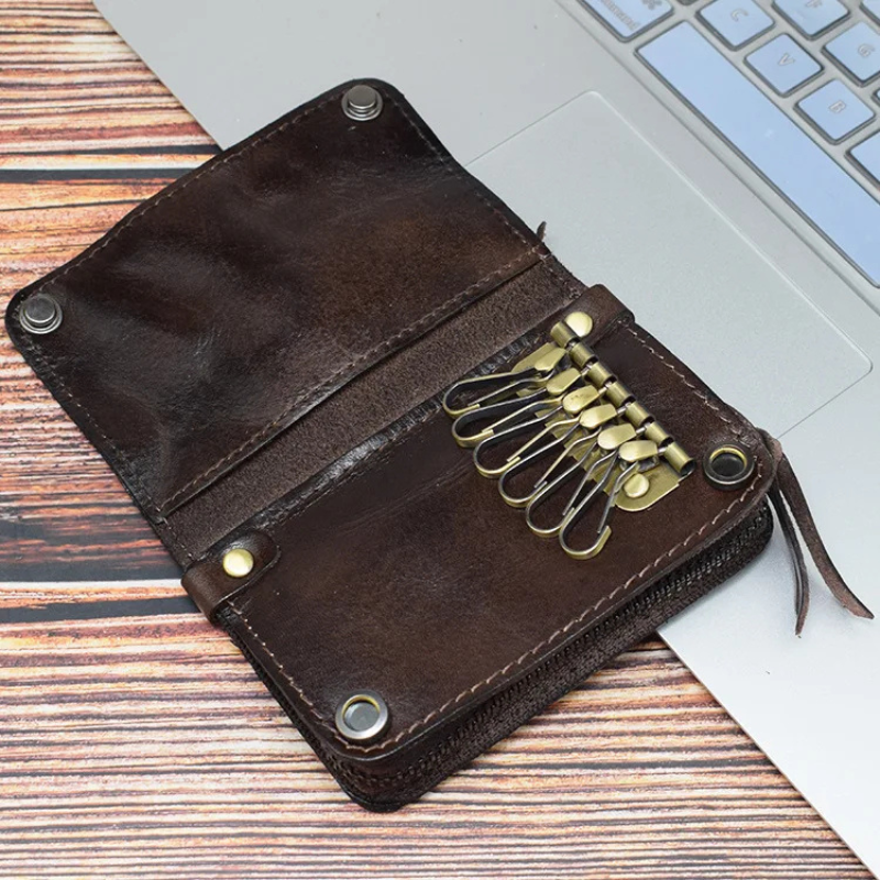 Genuine Leather Large Capacity Men Retro Wallet - Handmade Small Storage Bag