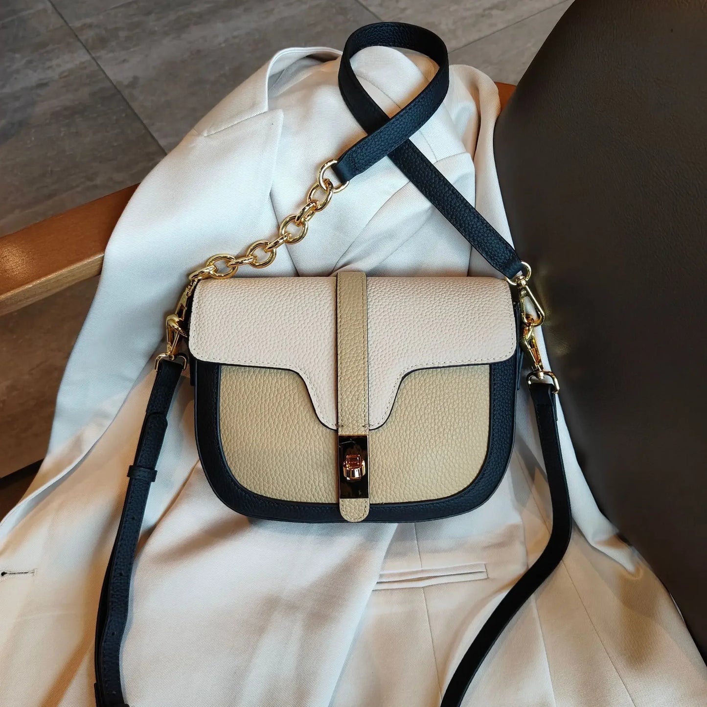 Women Luxury First Layer Saddle Bag - Compact Shoulder Crossbody Bags