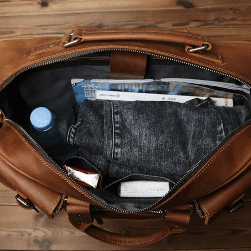 Top Layer Cowhide Retro Men's Leather Briefcase - Large Capacity Handbag Bag