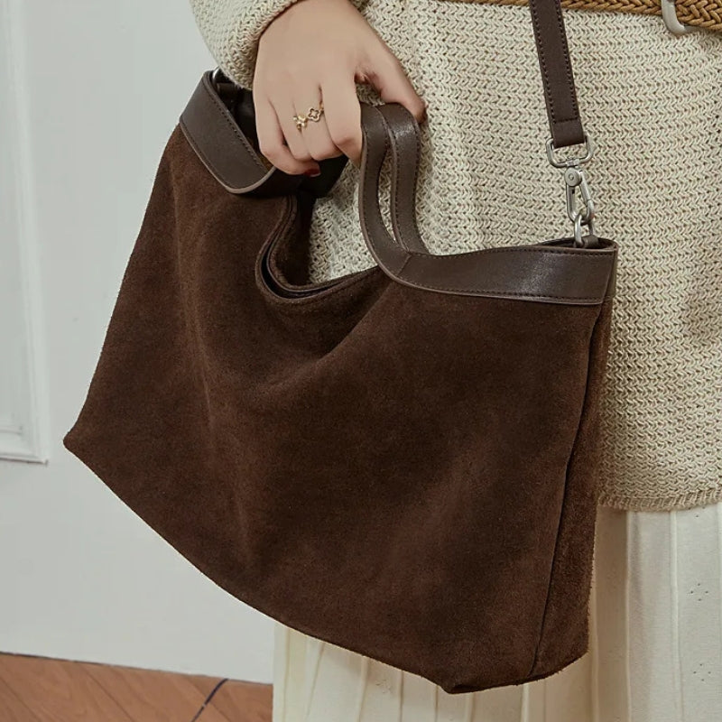 Lage Capacity Female Shoulder Crossbody Bag - Cowhide Commuting Handbags