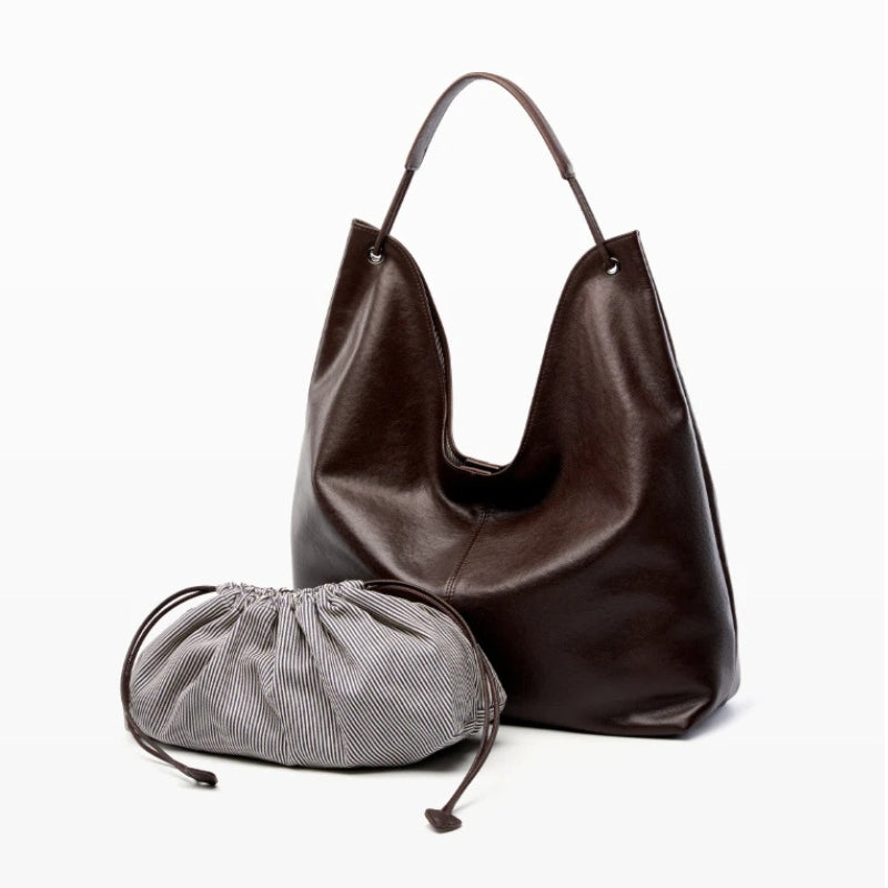 Cowhide Genuine Leather Hobo Shoulder Bag - Ladies Luxury Handbags