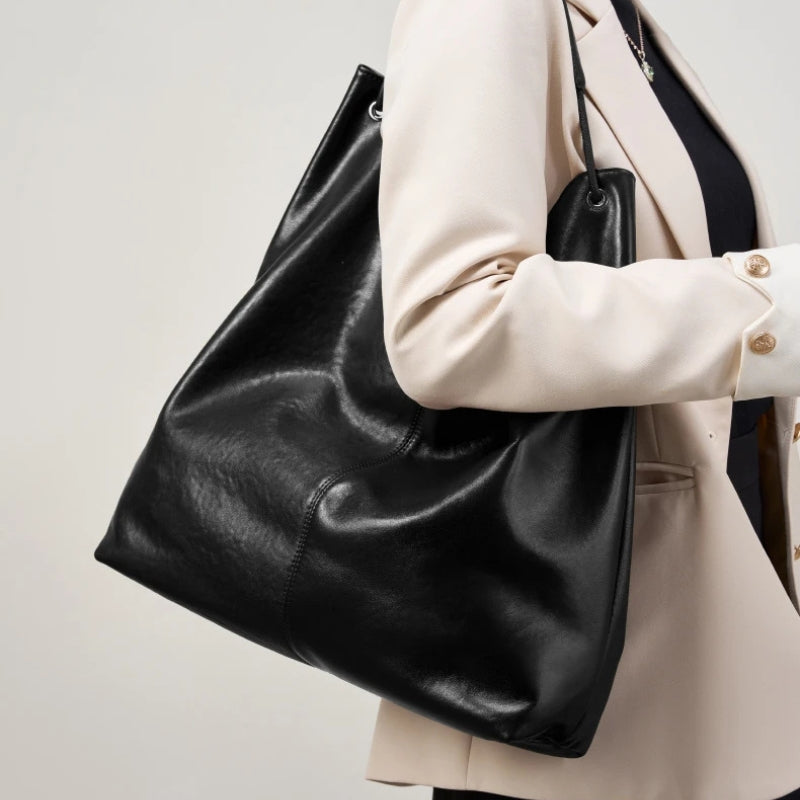 Cowhide Genuine Leather Hobo Shoulder Bag - Ladies Luxury Handbags