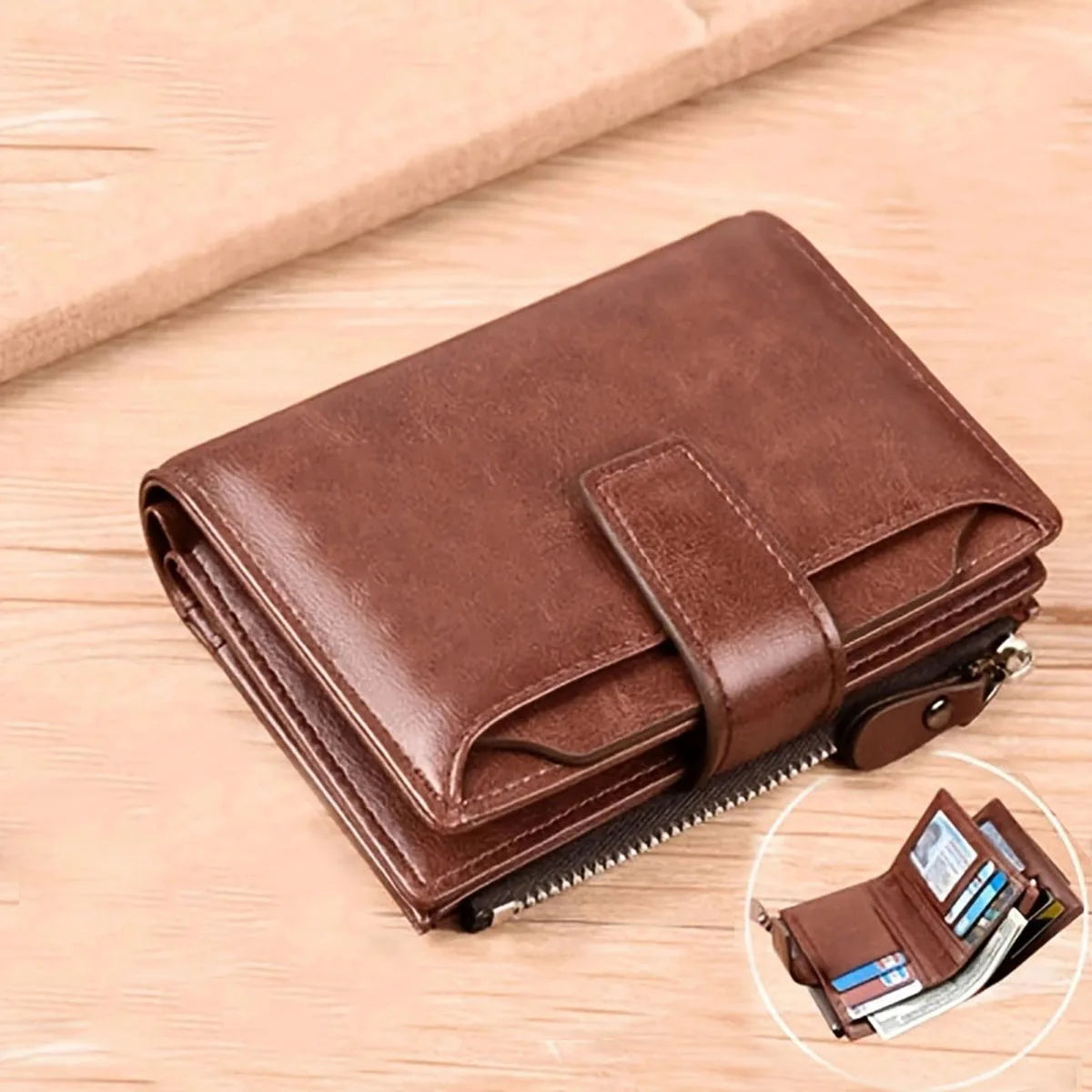 RFID Anti-theft Zipper Coin Wallet - Man Business Card Holder