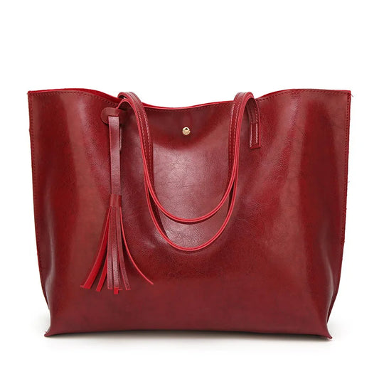 Women’s Oil Wax Leather Shoulder Bag – Large Tote Handbag