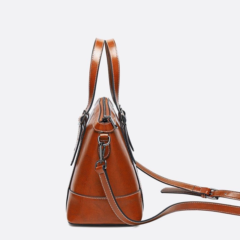 Genuine Leather Women's Crossbody Bag - Retro Casual Fashion Patch Bags