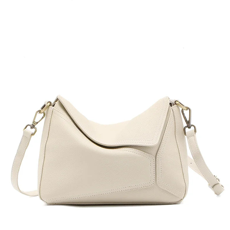 Cowhide Leather Women's Geometric Shoulder Bag - Luxury Crossbody Handbag