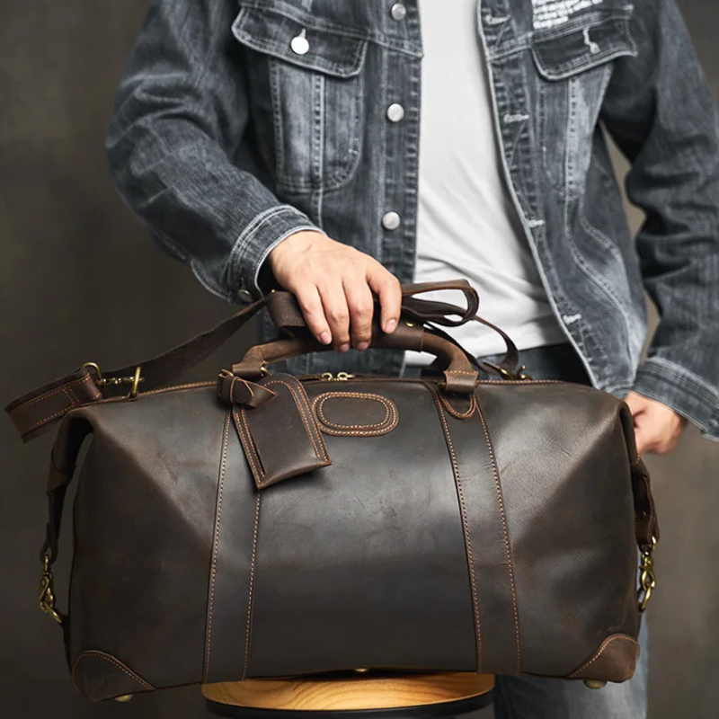 Men's Genuine Leather Duffle Travelling Handbags - Vintage Men's Shoulder Bag