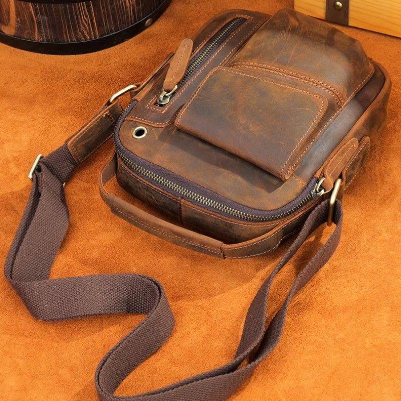 Men's Cowhide Casual Crossbody Bag - Large Capacity Leather Sling Bags