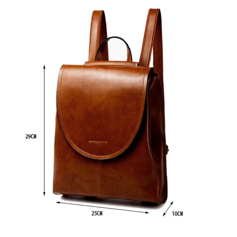 Oil Wax Cowhide Leather Backpack - Rucksack Knapsack CrossBody Bags