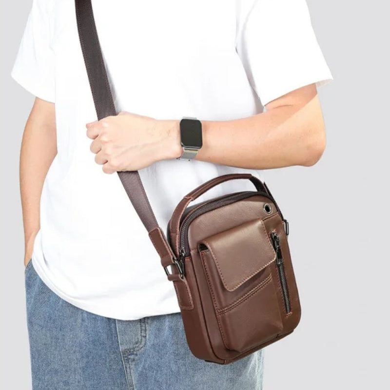 Men's Cowhide Casual Crossbody Bag - Large Capacity Leather Sling Bags