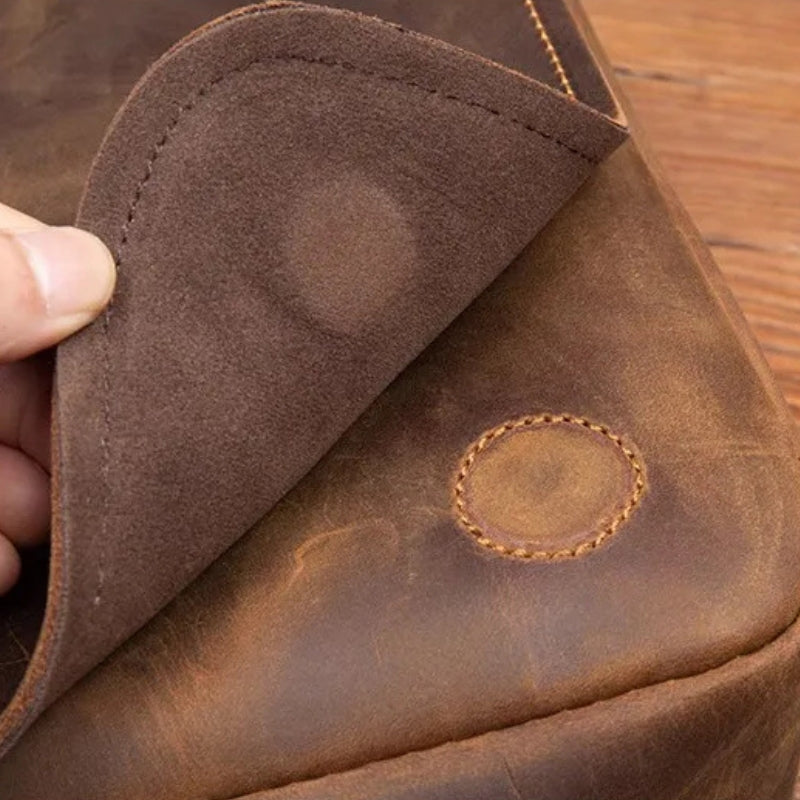 Handmade Crazy Horse Leather Messenger Bag - Retro Men Leather Bags