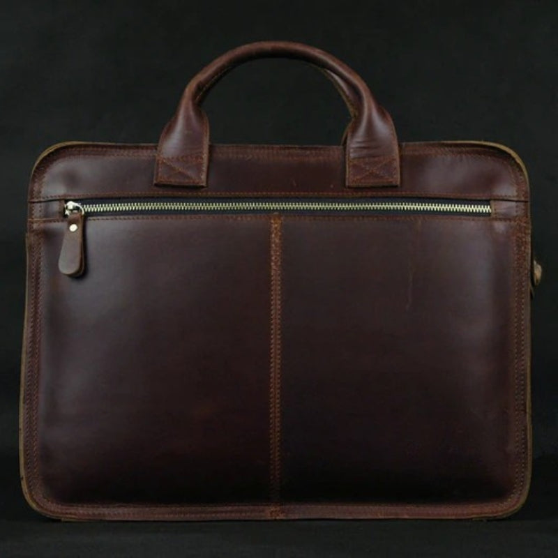Luxury Leather Business Briefcase - Men Shoulder Portfolio Laptop Bag