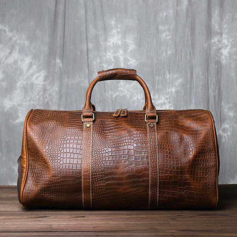 Genuine Leather Travel Bag with Shoe Pocket Travel Duffle - Scraften