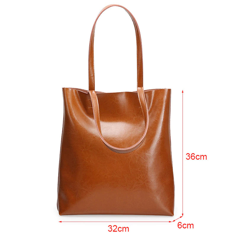 Cow Leather Ladies Shoulder Handbags Women Tote - Scraften