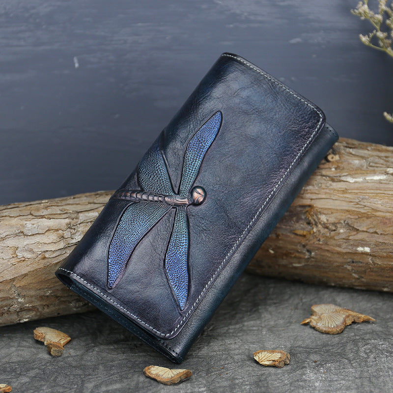 Butterfly Cowhide Leather Purse - Scraften