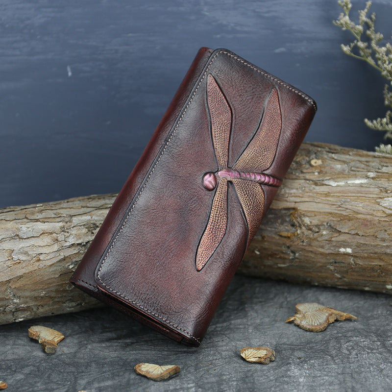 Butterfly Cowhide Leather Purse - Scraften