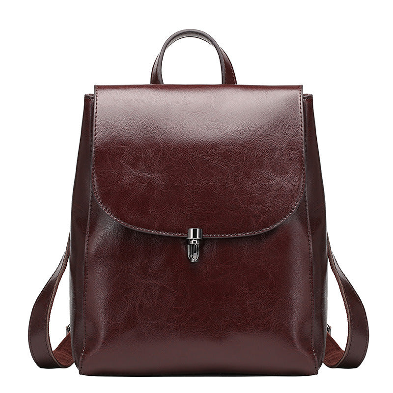 Casual Style Women's Leather Cowhide Backpack - Scraften