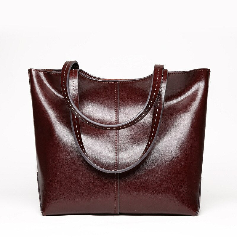 Genuine Cow Leather Luxury Handbag Tote Bag - Scraften