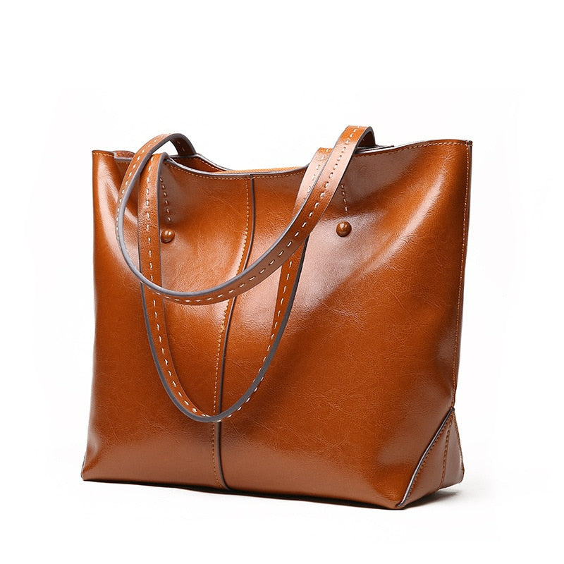 Genuine Cow Leather Luxury Handbag Tote Bag - Scraften