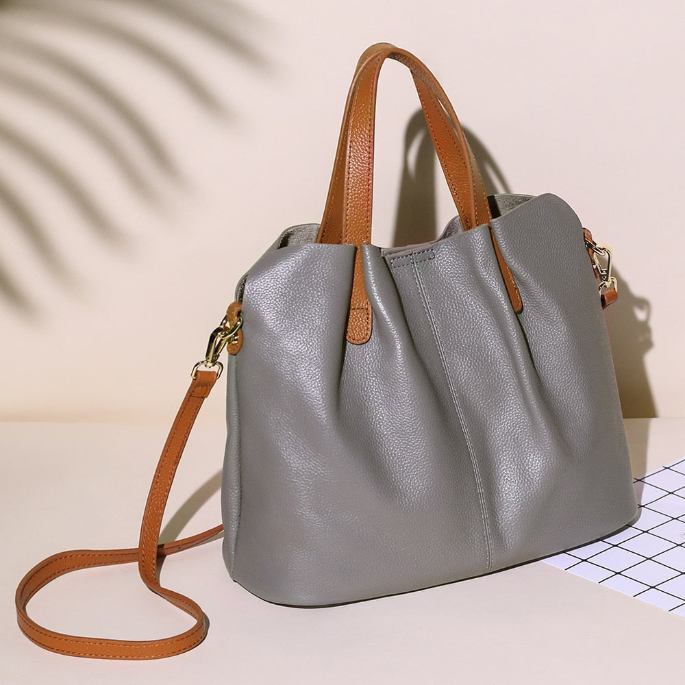 Fioretta Italian Genuine Leather Crossbody Bag Shoulder Bag Purse Snap  Closure For Women - White