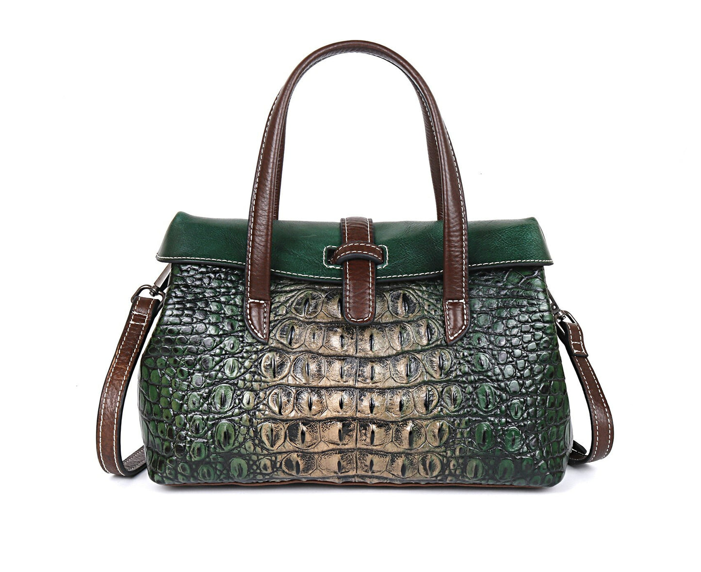 Genuine Leather Shoulder Bag Luxury Alligator Handbag - Scraften