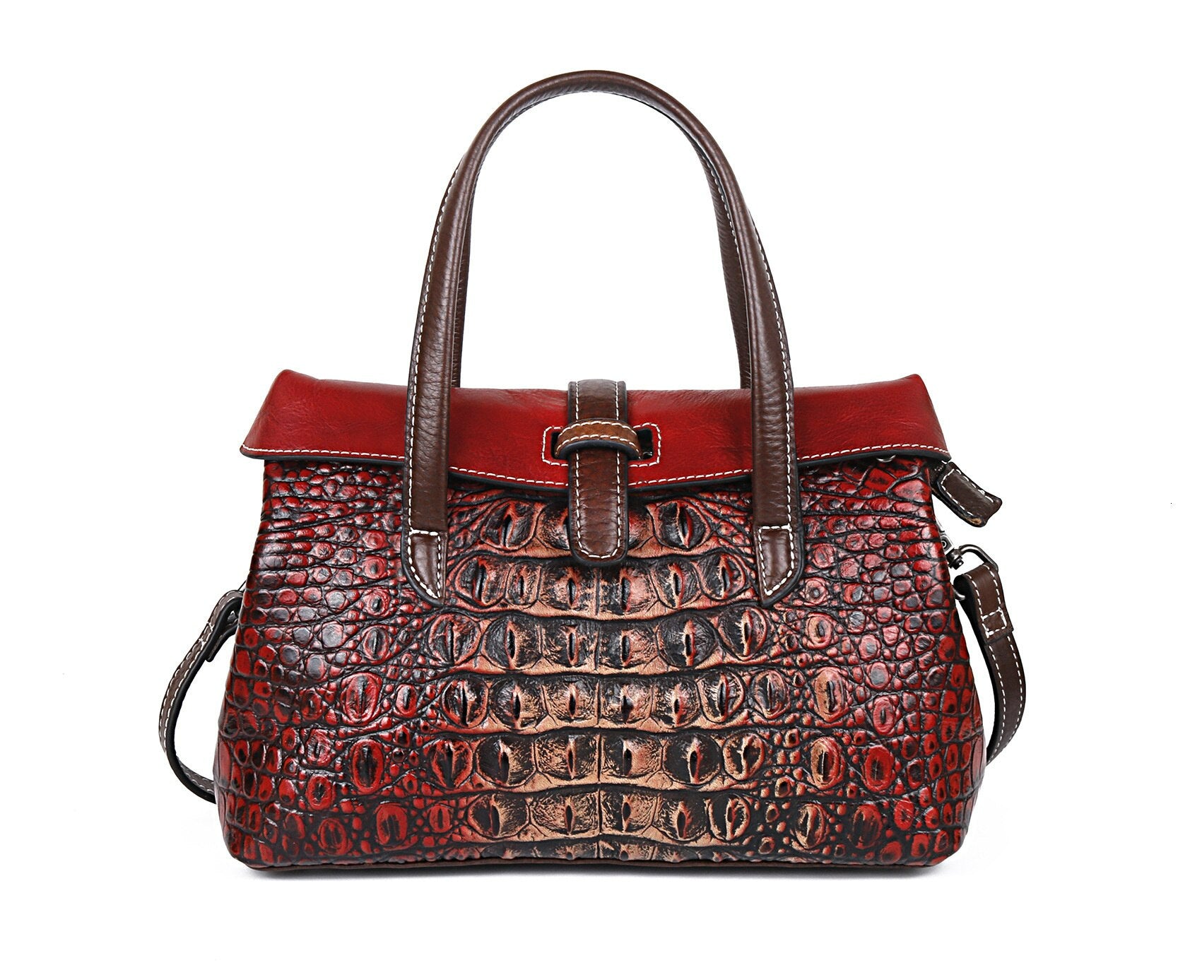 Genuine Leather Shoulder Bag Luxury Alligator Handbag - Scraften