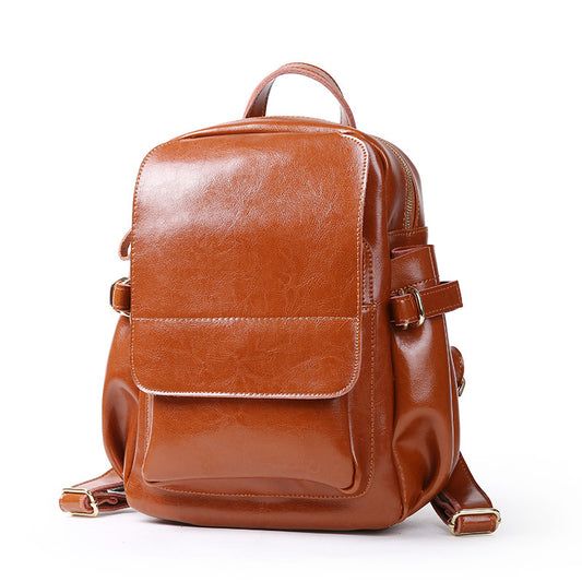 Genuine Leather Shoulder Women's Bag Travel Backpack - Scraften