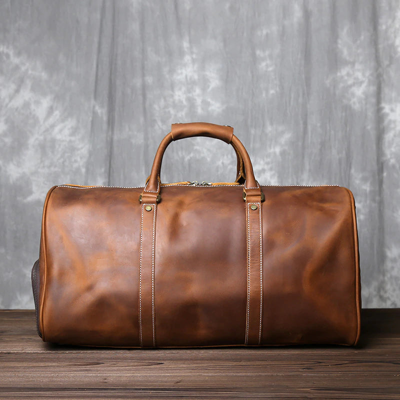 Genuine Leather Travel Bag with Shoe Pocket Travel Duffle - Scraften