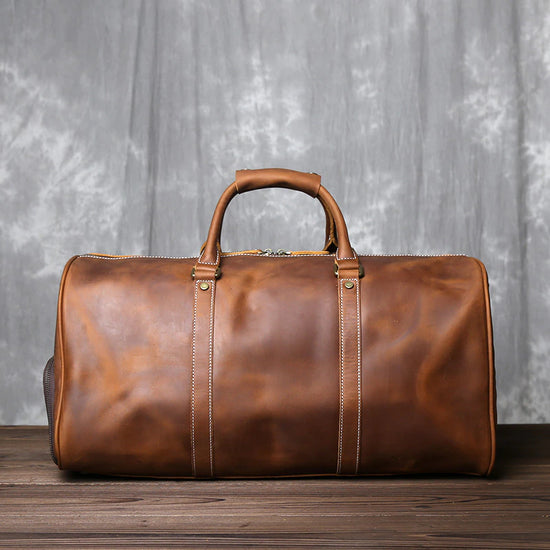 Genuine Leather Travel Bag with Shoe Pocket