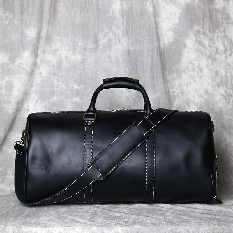 Genuine Leather Travel Bag with Shoe Pocket Travel Duffle - Scraften
