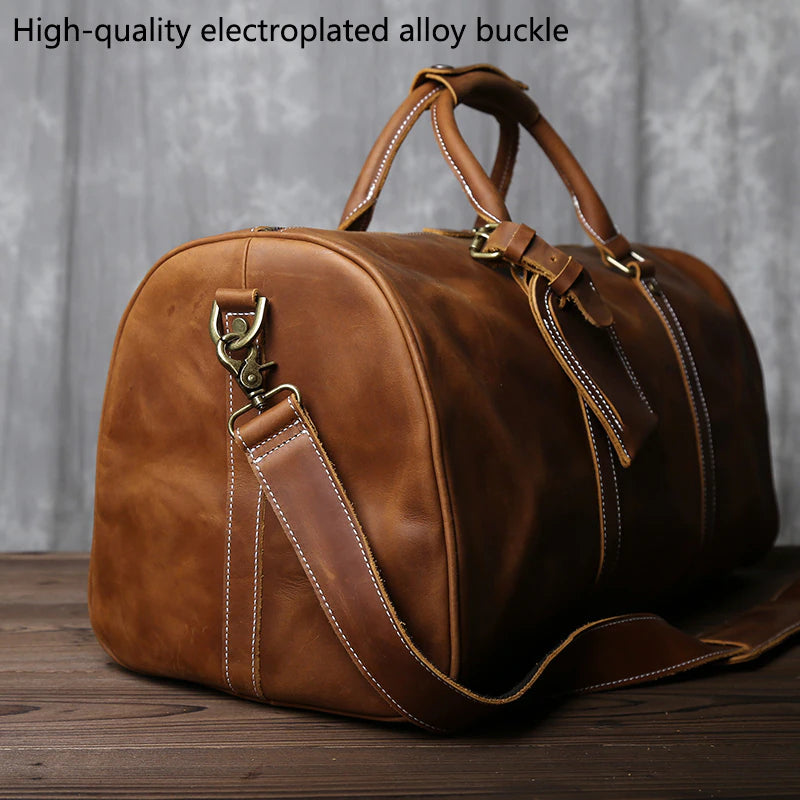 Genuine Leather Travel Bag with Shoe Pocket Travel Duffle - Scraften