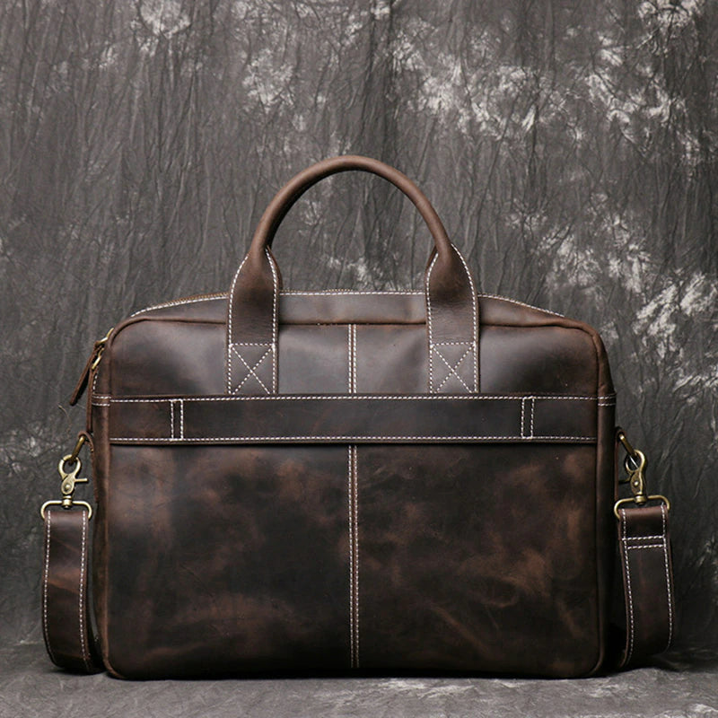 Men's Genuine Leather Vintage Briefcase - Scraften