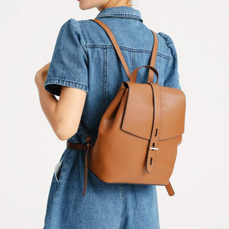 Genuine Leather Women's Backpack Rucksack - Scraften